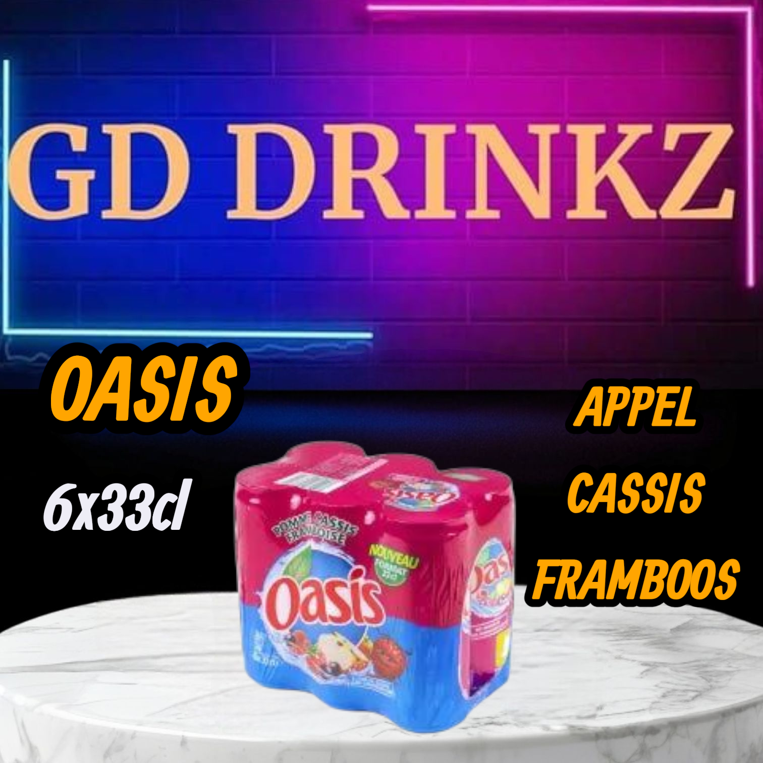 Oasis Pomme - Cassis &amp; Framboise 33cl (par 6)